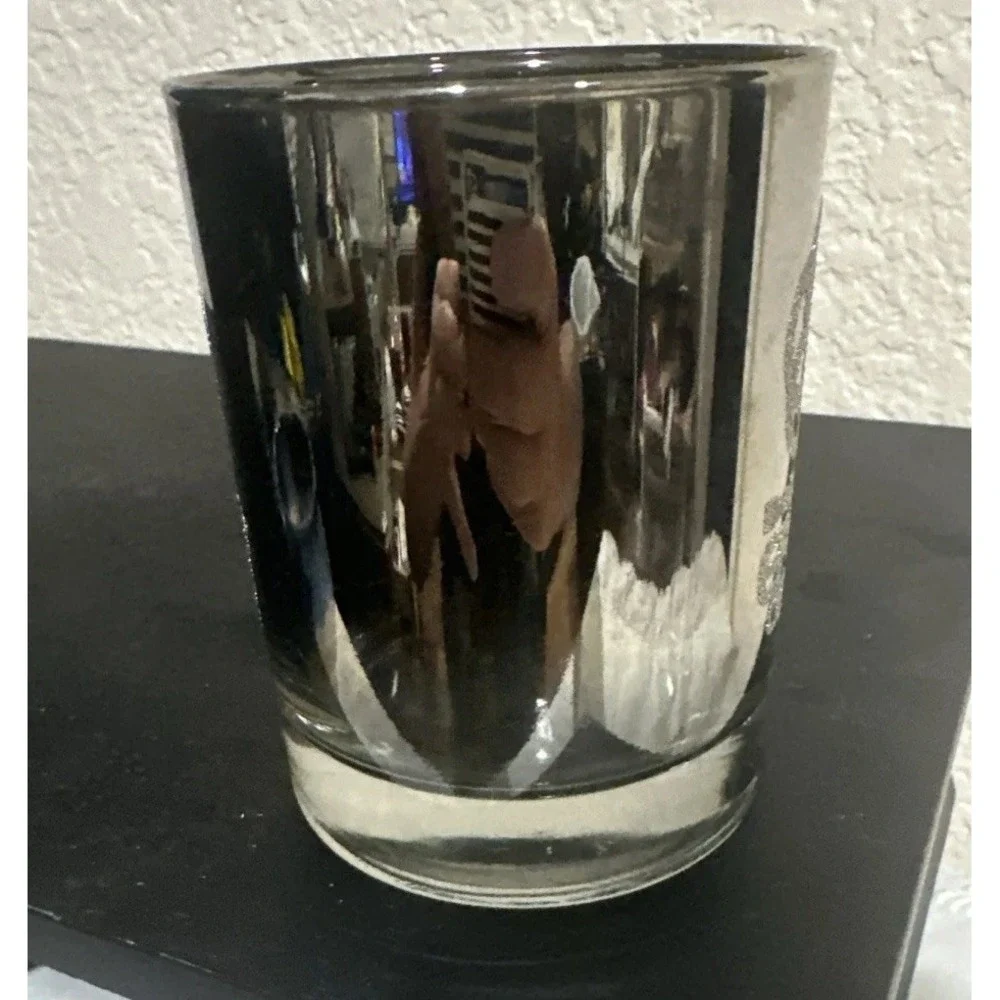 Walt Disney World EPCOT Center Metallic Mirror Rocks Cocktail Silver Smoke Glass